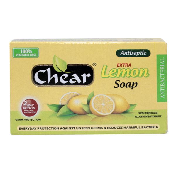 Chear Extra Lemon Antiseptic Face & Body Soap with Triclosan, Vitamin E & Allantoin gently cleanses and tones skin