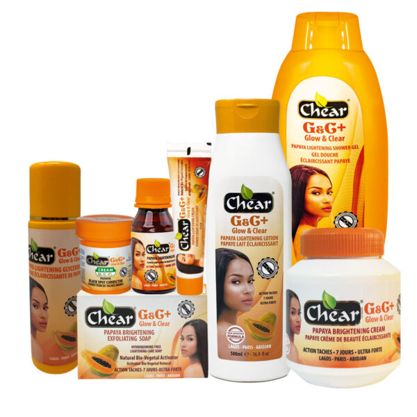 G&C+ Glow & Clear Papaya Brightening Skincare Kit – 8 Product Complete Routine